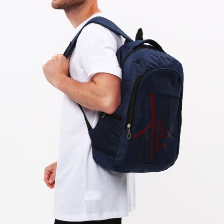 Male backpack on a zipper, 3 outer pockets, blue color-6