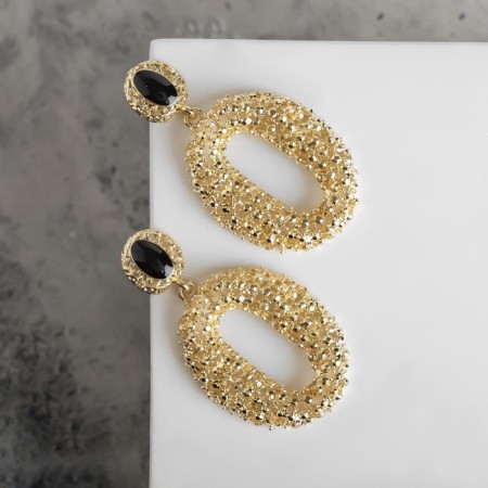 Emall Emall "Caribbean" oval, black color in gold-3
