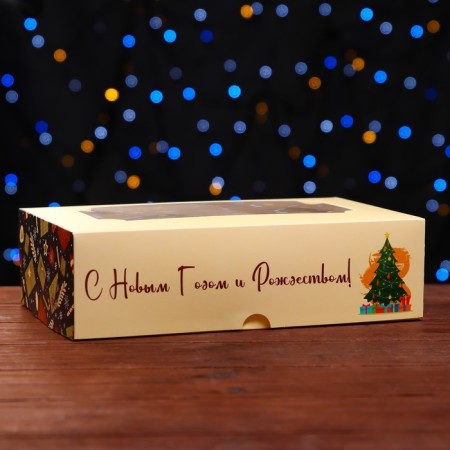 Folding box with the window "Christmas tree with gifts", 25 x 15 x 7 cm-2