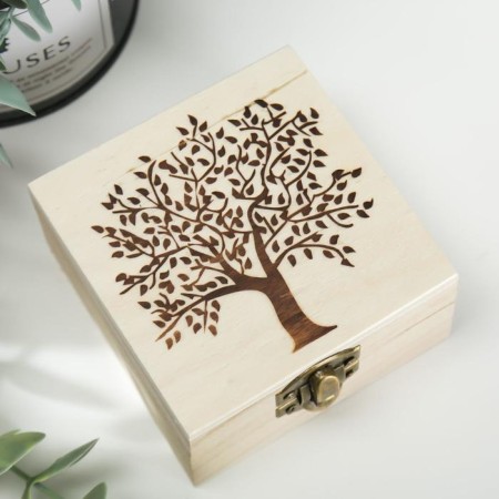 Casket Wood for painting "Tree" 10x10x5 cm-2