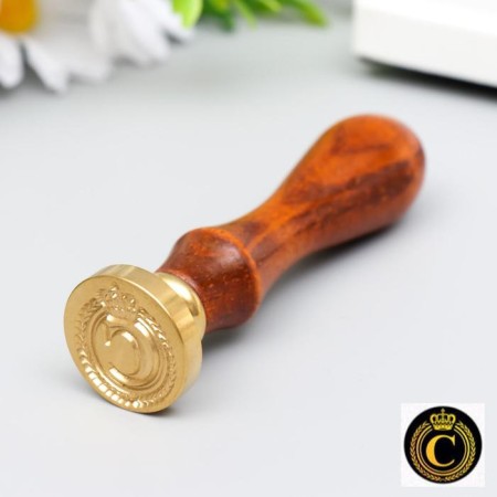 Printing for wax with a wooden handle "Crown with the letter C" 9x2.5x2.5 cm