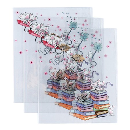 Set of covers PVC 213 x 355 mm, 140 μm, 3 pieces, "mice at school", for a diary and notebooks-4