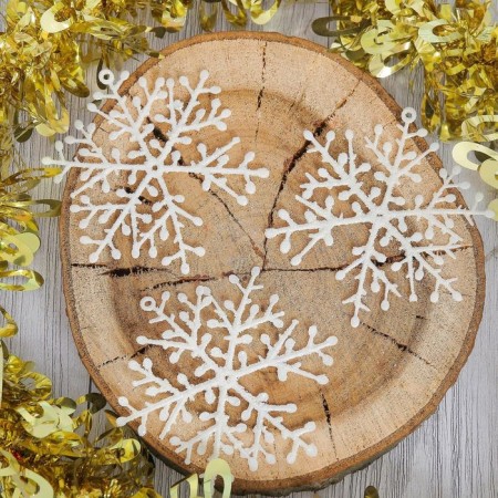 Christmas tree decoration "Small Snowflake" (set of 6 pcs) D-10 cm, white