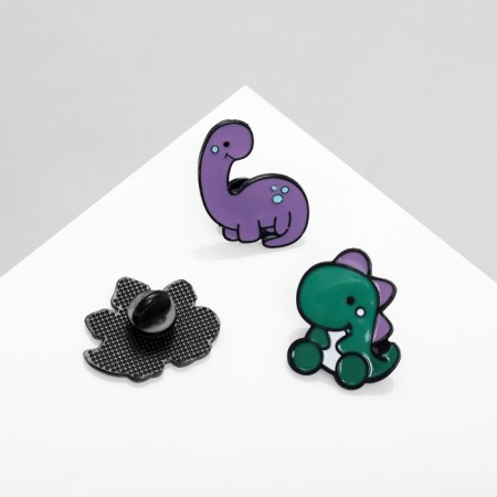 Set of icons (3 pcs.) "Dinosaurus", colored in ferrous metal-3