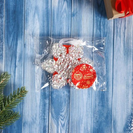 Christmas tree decoration "Snowflake - magic" (set 2 pcs) 8 cm, transparent-2