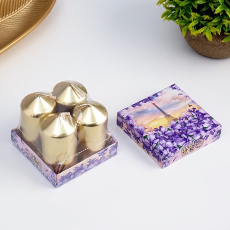 Set of candles "Column", 4 pieces, gold 7x3.8 cm-7