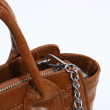 Bag Women's Tout with zipper, brown color-4
