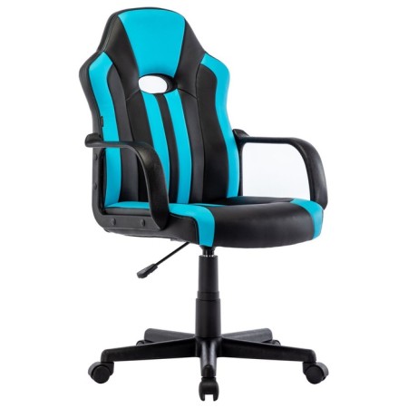 Playing armchair Brabix Stripe GM-202, eco-leather, black/blue