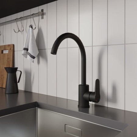 MILARDO POLI POLBLJ0M05 kitchen mixer, pouring 199 mm, black matte-1