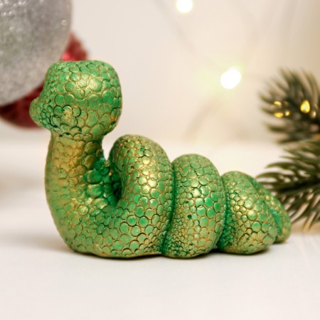 Figure "Snake Spiral" Green with gilding, 4x7x4cm-1