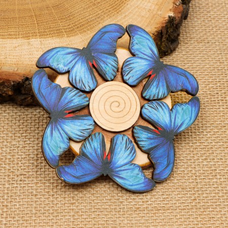 Hot "blue butterfly" stand, 11x11cm, juniper