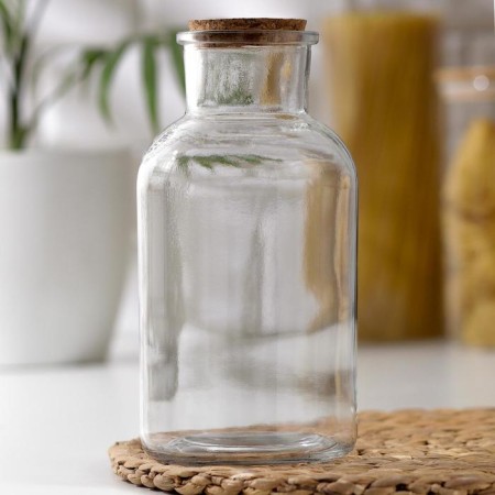Glass bottle for sauces and oil with a cork lid "Parfa", 1.2 l, 10 × 20.5 cm