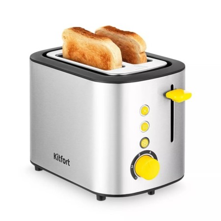 Toster KitFort KT-6027, 820 W, 6 frying modes, 2 toasts, silver-yellow