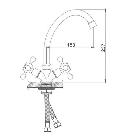 Accoona A4676 kitchen mixer, two -leaf, chrome-1