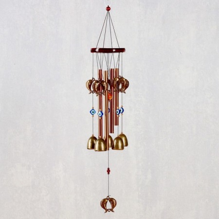 Wind music metal, carp tree 4 tubes 5 bells 62x9.5 cm