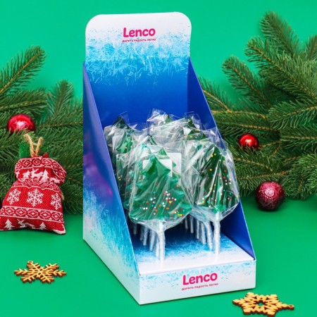 Caramel Lollicon "Christmas tree in sprinkling", apple, 35 g