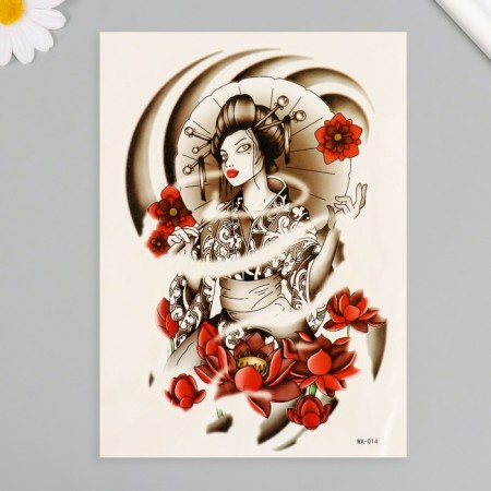 Tattoo on the body color "Woman Sakura" 26.1x14.6 cm-1
