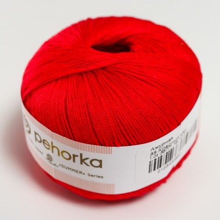 Yarn "openwork" 100% mercerized cotton 280m/50g (88 red poppy)-1