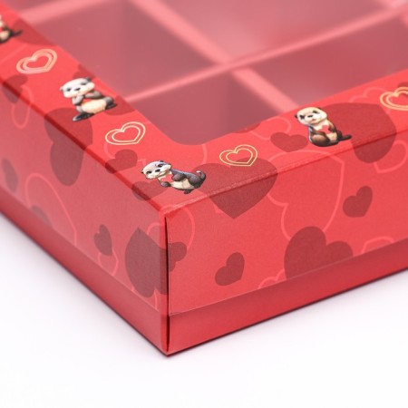 Borda box, burgundy, "I love you" 12 pcs, 19 x 15 x 3.6 cm-3