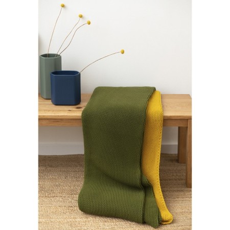 Pearl plaid pearl knitting olive -colored Essential, size 130x180 cm-14