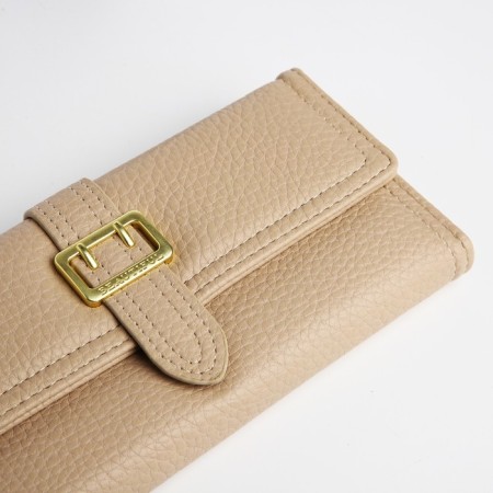 Women's wallet on the button, beige color-2