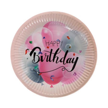 Paper plate "Happy birthday", balloons, set of 6 pcs.