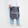 School textile school backpack with ribbons, 38x29x11 cm, gray color, lightning department