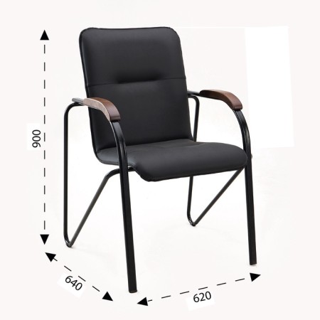 Chair click furniture "Samba" for visitors, black/nut, frame metal, eco -leather upholstery-1