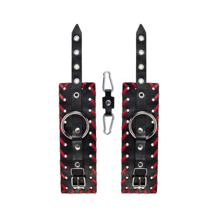 Handcuffs with red edging Pecado BDSM, skin, black-5