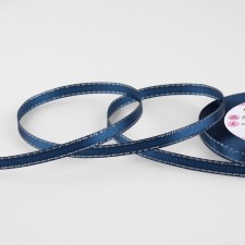 A satin ribbon “Silver threads”, 6 mm × 23 ± 1 m, blue color No. 038