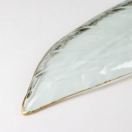 Glass serving dish "leaf", 11 × 40 cm, with a golden border-2