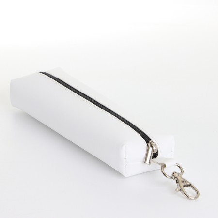 Key of zipper, length 16 cm, ring, carbine, white color