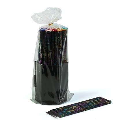 Pencil Black Score HB, black body with a pattern, sharpened, with Acrylic Straza, Mix