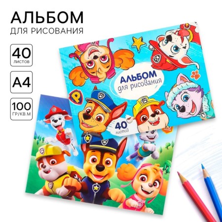 Album for drawing gluing 40 sheets, 2 pieces, puppy patrol