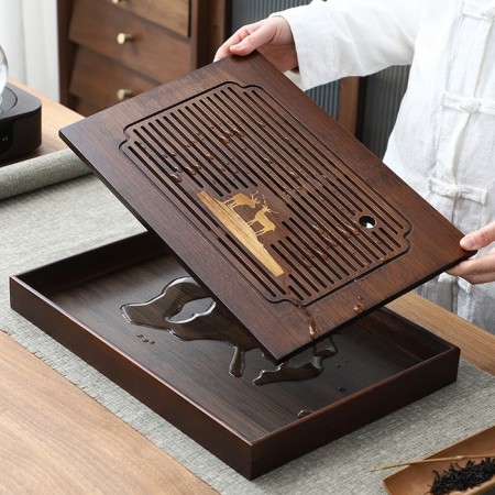 Tray for the tea ceremony, shepherd, 40 x 28 x 4 cm, bamboo-2