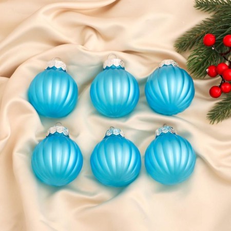 Set of balls plastic D-6 cm, 6 pcs "Diodorus strips" Blue