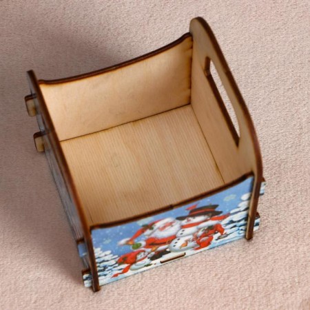 Wooden Kashpo "Santa and Snowman", 10 × 10.5 × 11 cm-1