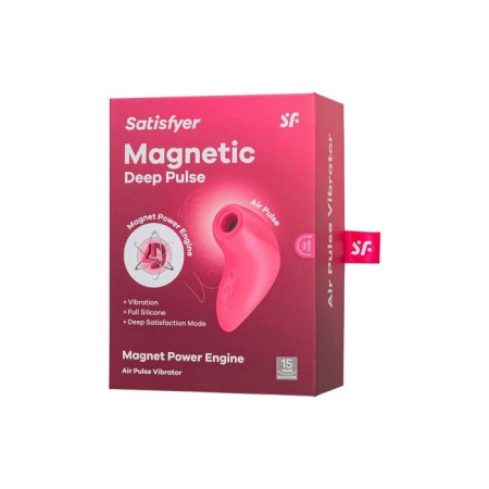 Vacuum-wave stimulator of the Satiffyer Magnetic Deep Pulse clitoris, 11 cm, silicone, pink color-18