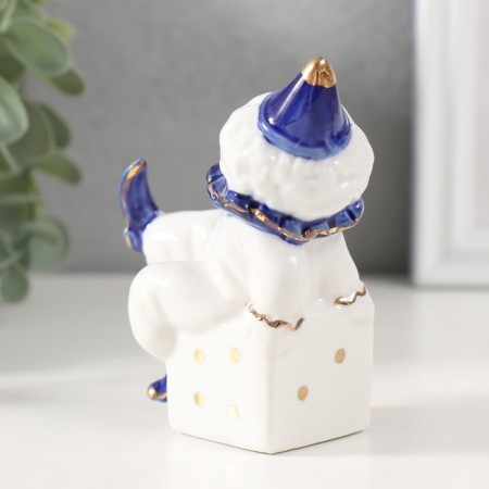 Souvenir Ceramics "Clown on Playing Cube" Cobalt 4.4x7x9.5 cm-2