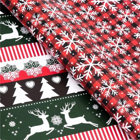 Glossy packaging paper "New Year's pattern", bilateral, 70 x 100 cm-1