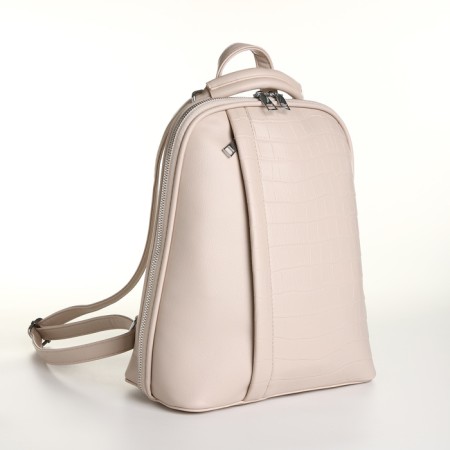 City backpack of artificial leather with lightning, beige color