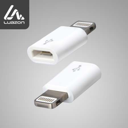 Luazon LE-015 adapter, with MicroUSB on Lightning, 1 pc, white