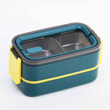Lunch box, 1 l, two-level, 11.5 x 21 cm, turquoise-1