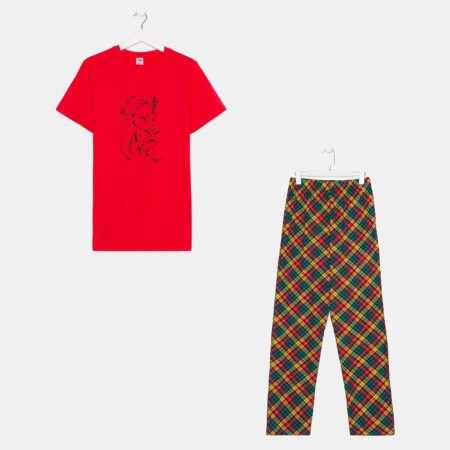Male pajamas (foot/pants), red/cage, rr 46-2