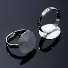 The base for the ring adjustable with the platform (set of 5 pcs), 15 mm, silver color