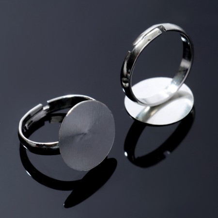 The base for the ring adjustable with the platform (set of 5 pcs), 15 mm, silver color