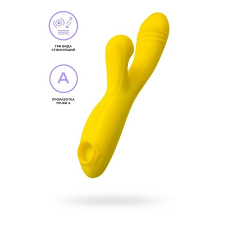 Eromantica Mia Vacuum-wave stimulator with vibration and tongues, 22 cm, silicone, yellow color