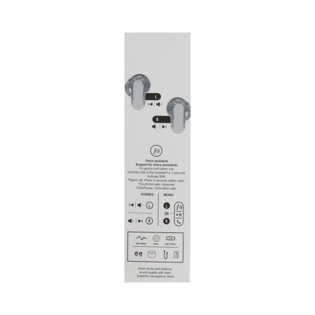 Wireless headphones Y89, TWS, inserts, BT 5.3, 30/300 mAh, transparent, white-7