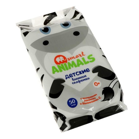 Wet wipes Smart Animals No. 50 Children with chamomile and vitamin E mix-4
