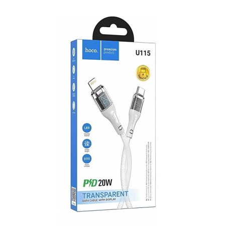 Hoco U115, Type -C - Lightning, 1.2 m, transparent data transmission, nylon braid, gray-4